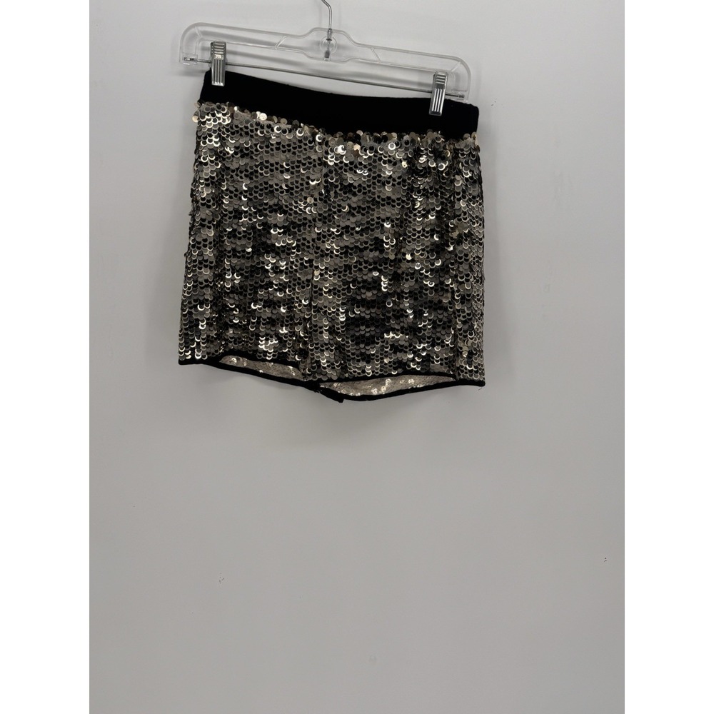 Sequin Shorts Small Black And Gold Fisheye Lined Size Small Disco Club Wear Line